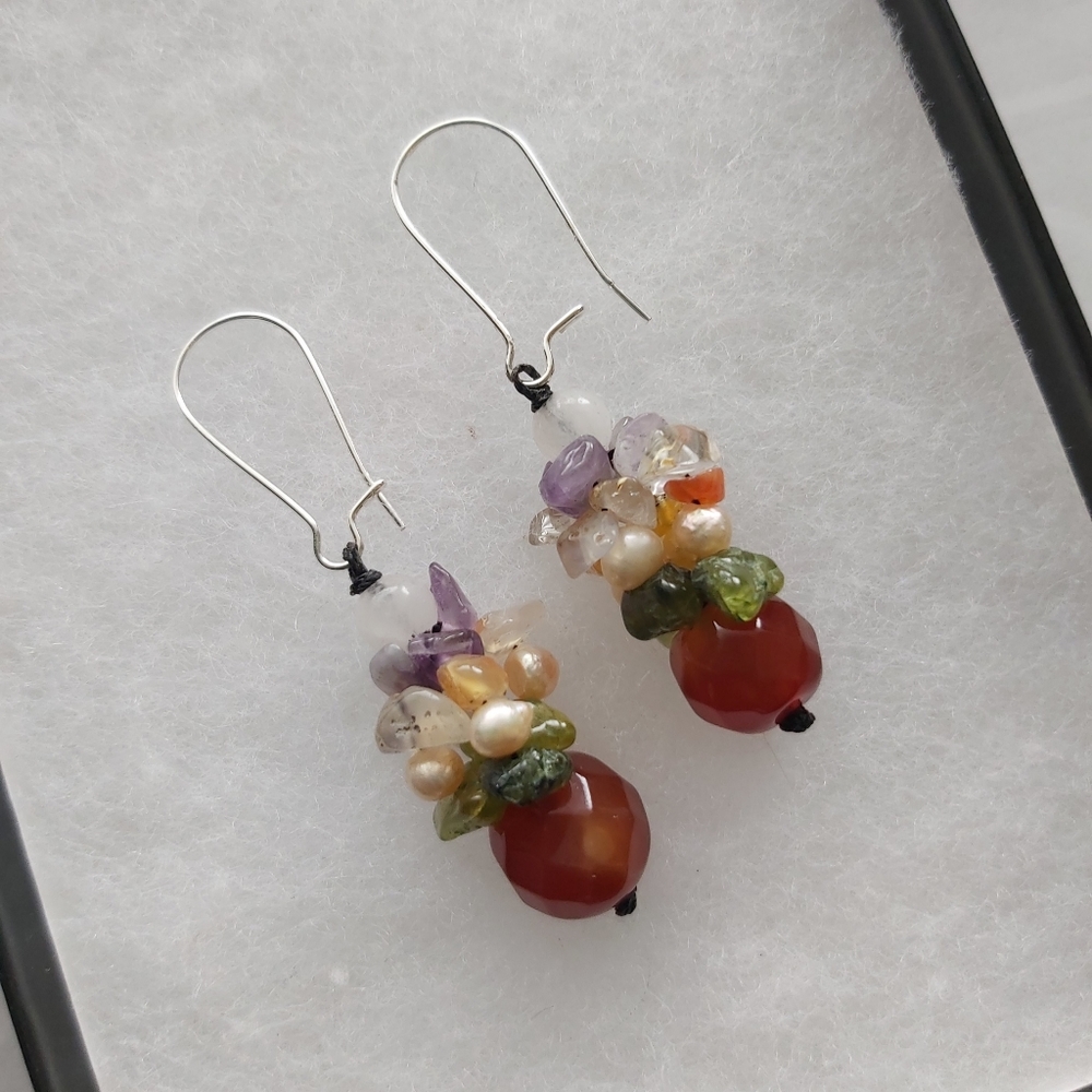 Agate and Pearl earrings - Picture 1 of 2